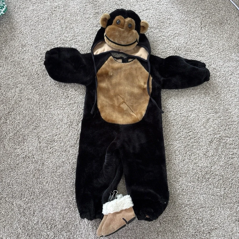 Jo-Ann Stores Monkey Costume Baby Plush Halloween Jumpsuit Hat Shoes‎ 12-18m